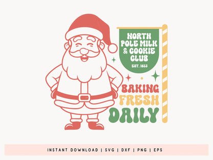 North Pole Milk and Cookie Club - Retro Christmas SVG