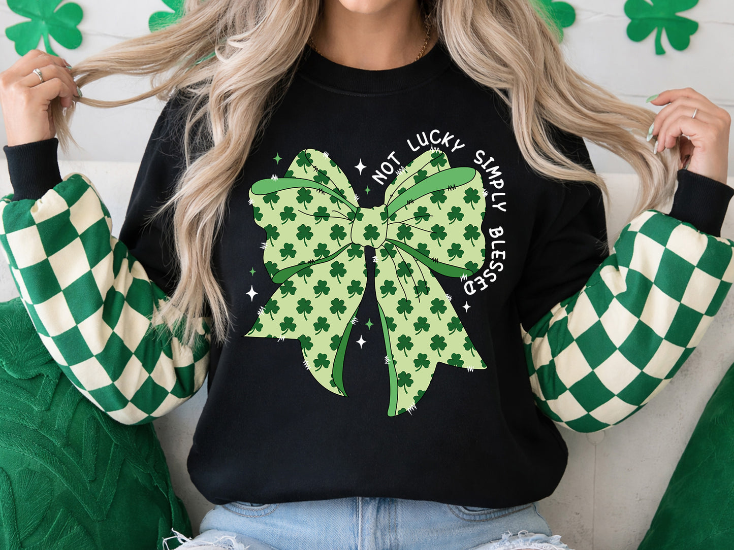 Not Lucky Simply Blessed, Coquette St Patrick's Day PNG