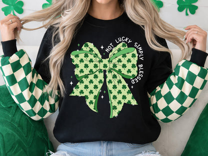 Not Lucky Simply Blessed, Coquette St Patrick's Day PNG