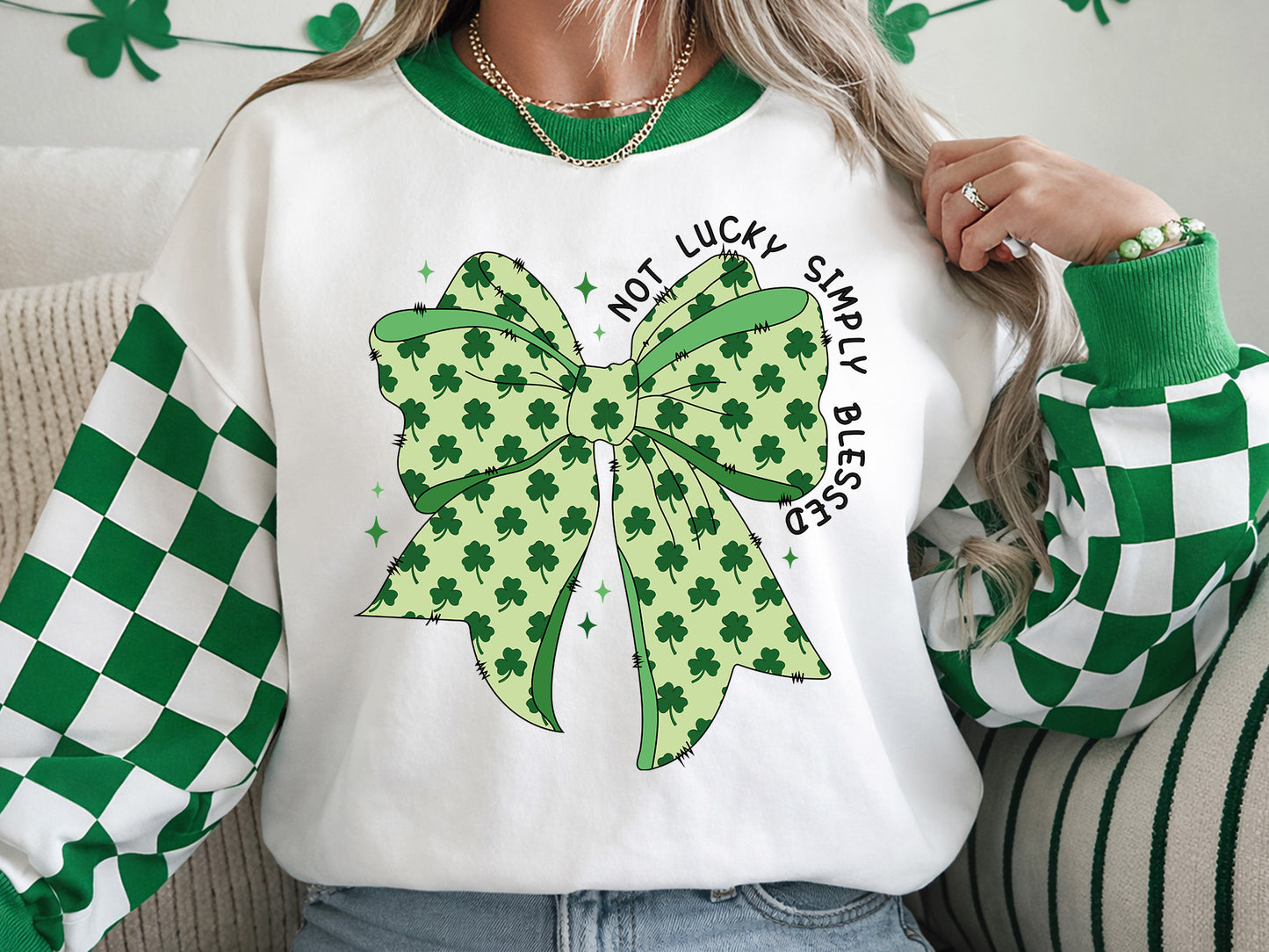 Not Lucky Simply Blessed, Coquette St Patrick's Day PNG