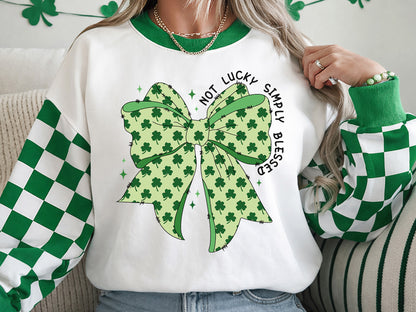 Not Lucky Simply Blessed, Coquette St Patrick's Day PNG