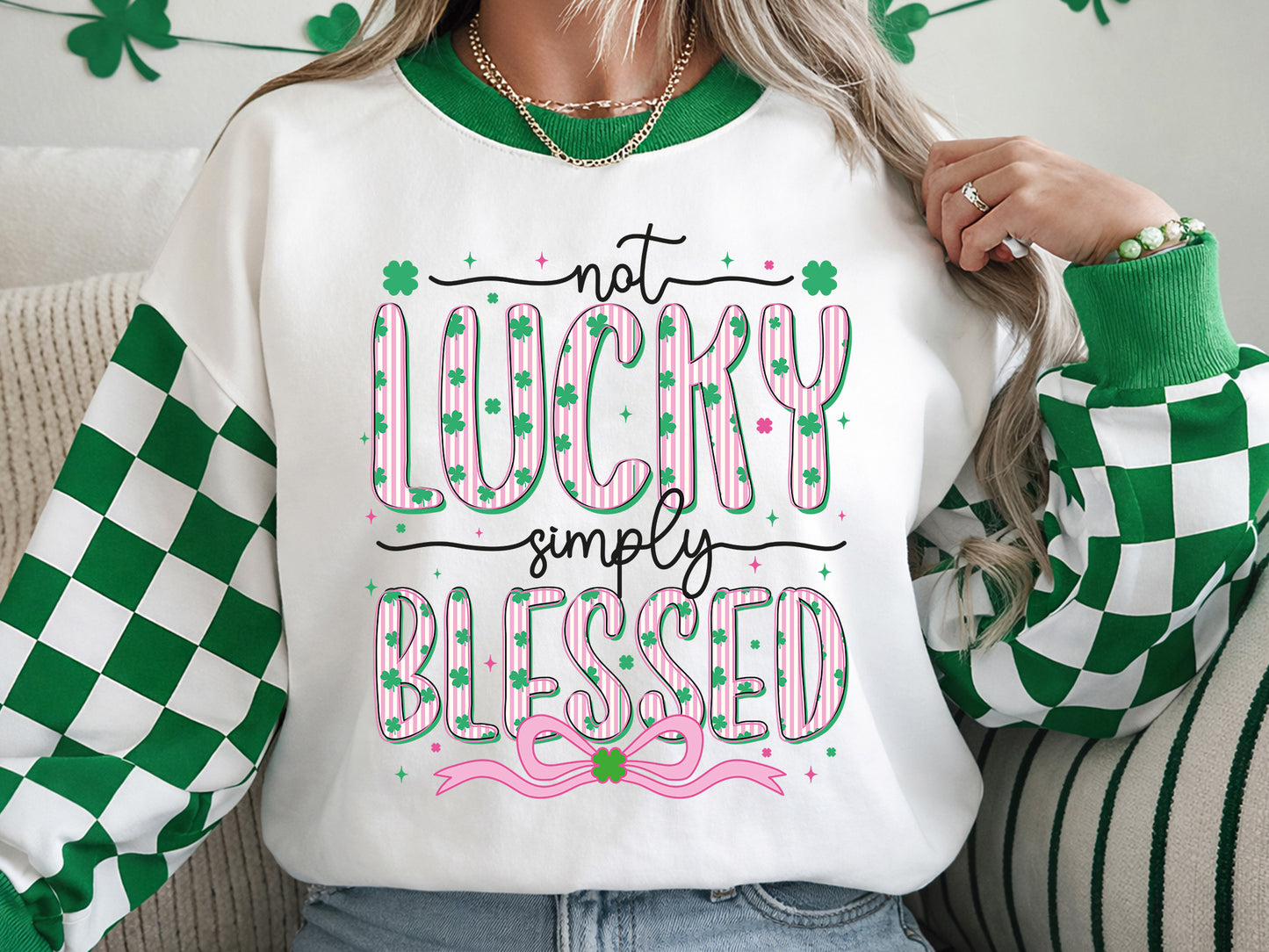 Not Lucky Simply Blessed, Preppy St Patrick's PNG