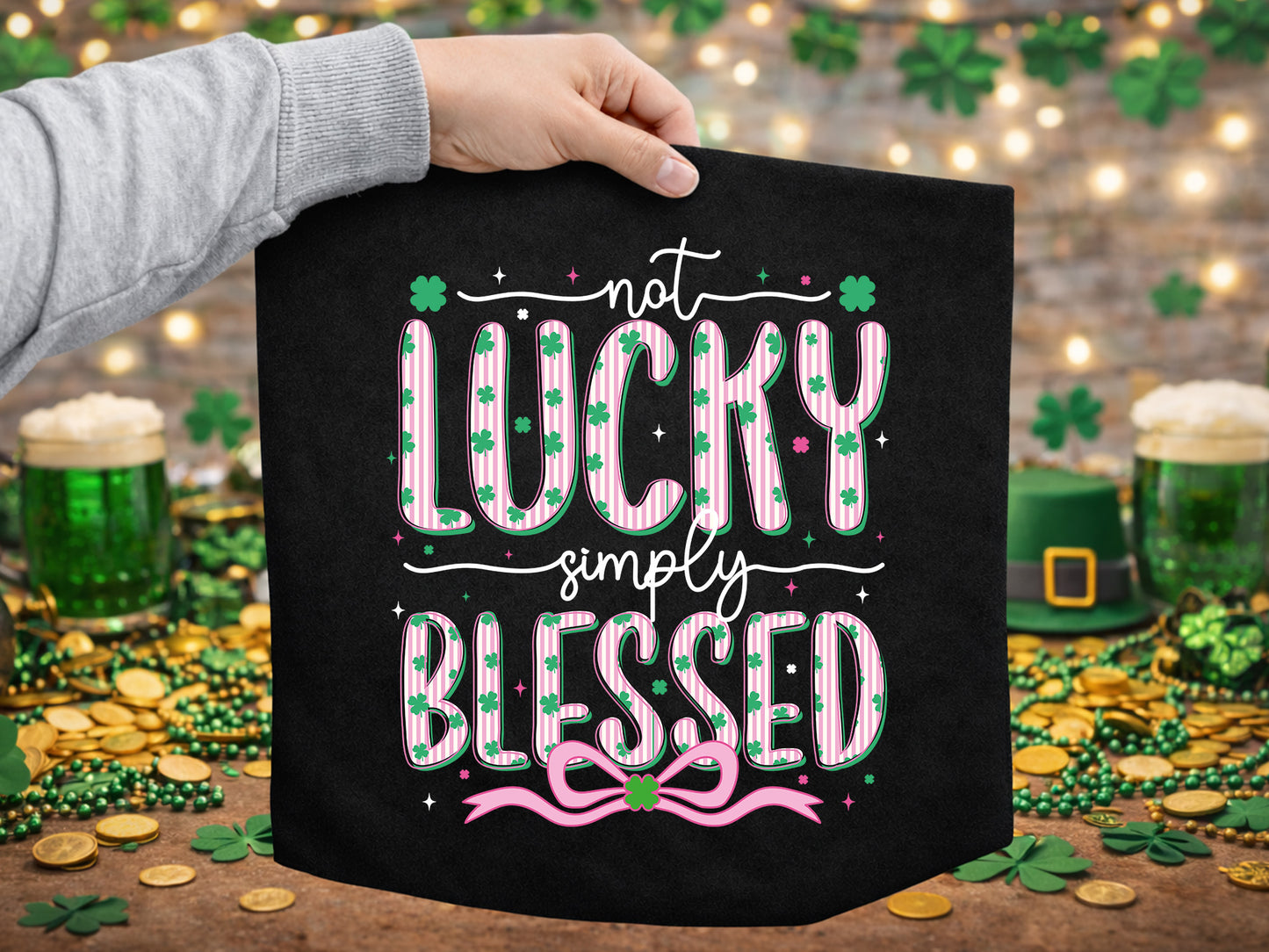 Not Lucky Simply Blessed, Preppy St Patrick's PNG