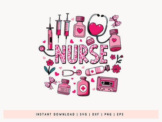 Nurse Coquette Valentine Sublimation Design Free