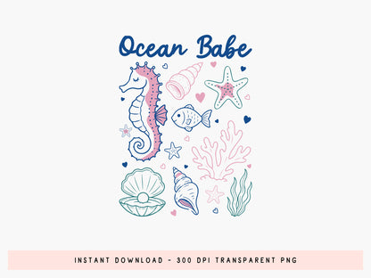 Ocean Babe, Coastal Summer PNG Sublimation