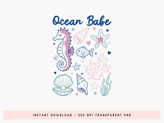 Ocean Babe, Coastal Summer PNG Sublimation