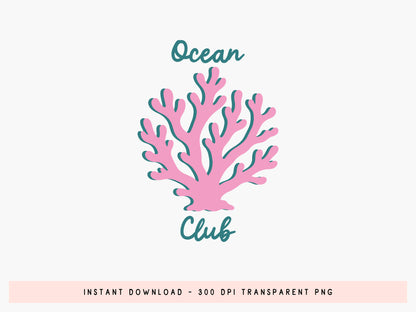 Ocean Club, Coastal Summer Sublimation PNG