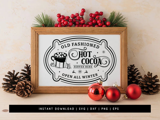 Old Fashioned Hot Cocoa Sign Design SVG