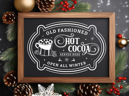 Old Fashioned Hot Cocoa Sign Design SVG