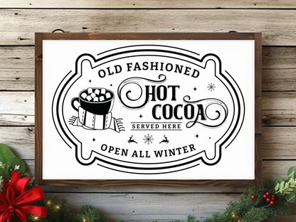 Old Fashioned Hot Cocoa Sign Design SVG