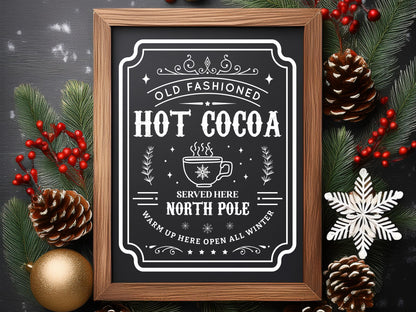 Old Fashioned Hot Cocoa Sign SVG Cut File