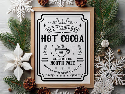 Old Fashioned Hot Cocoa Sign SVG Cut File