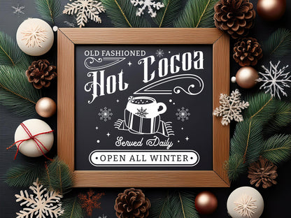 Old Fashioned Hot Cocoa Sign SVG