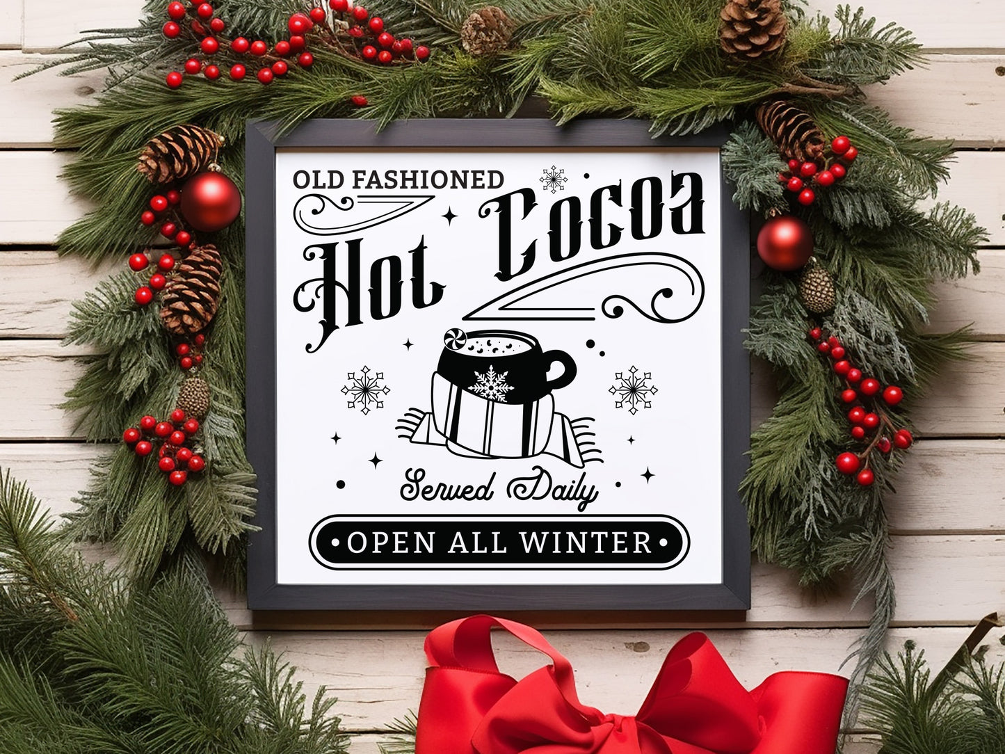 Old Fashioned Hot Cocoa Sign SVG