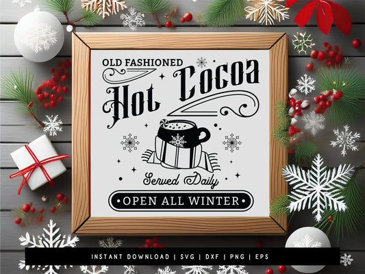 Old Fashioned Hot Cocoa Sign SVG