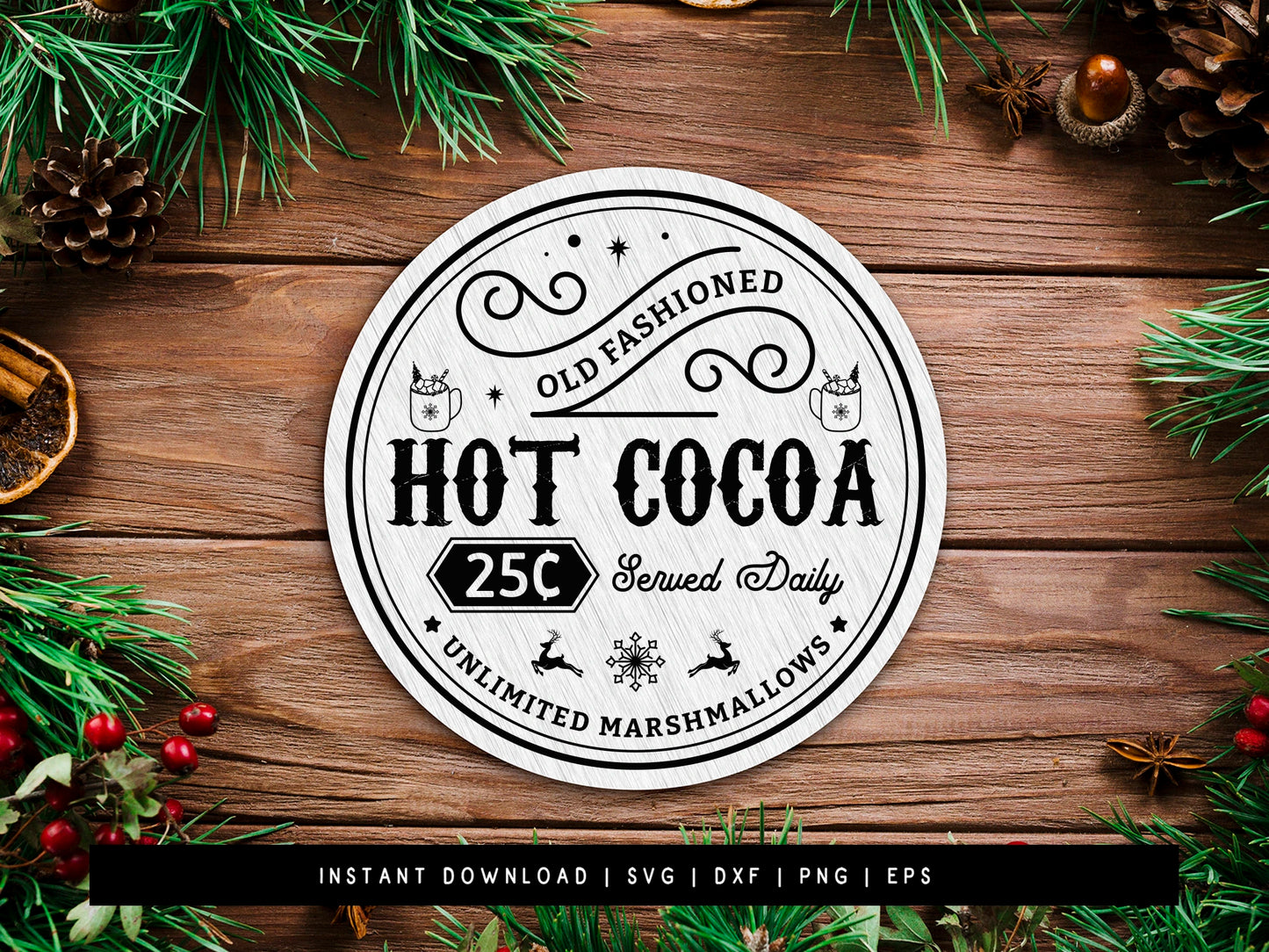 Old Fashioned Hot Cocoa Wood Sign SVG