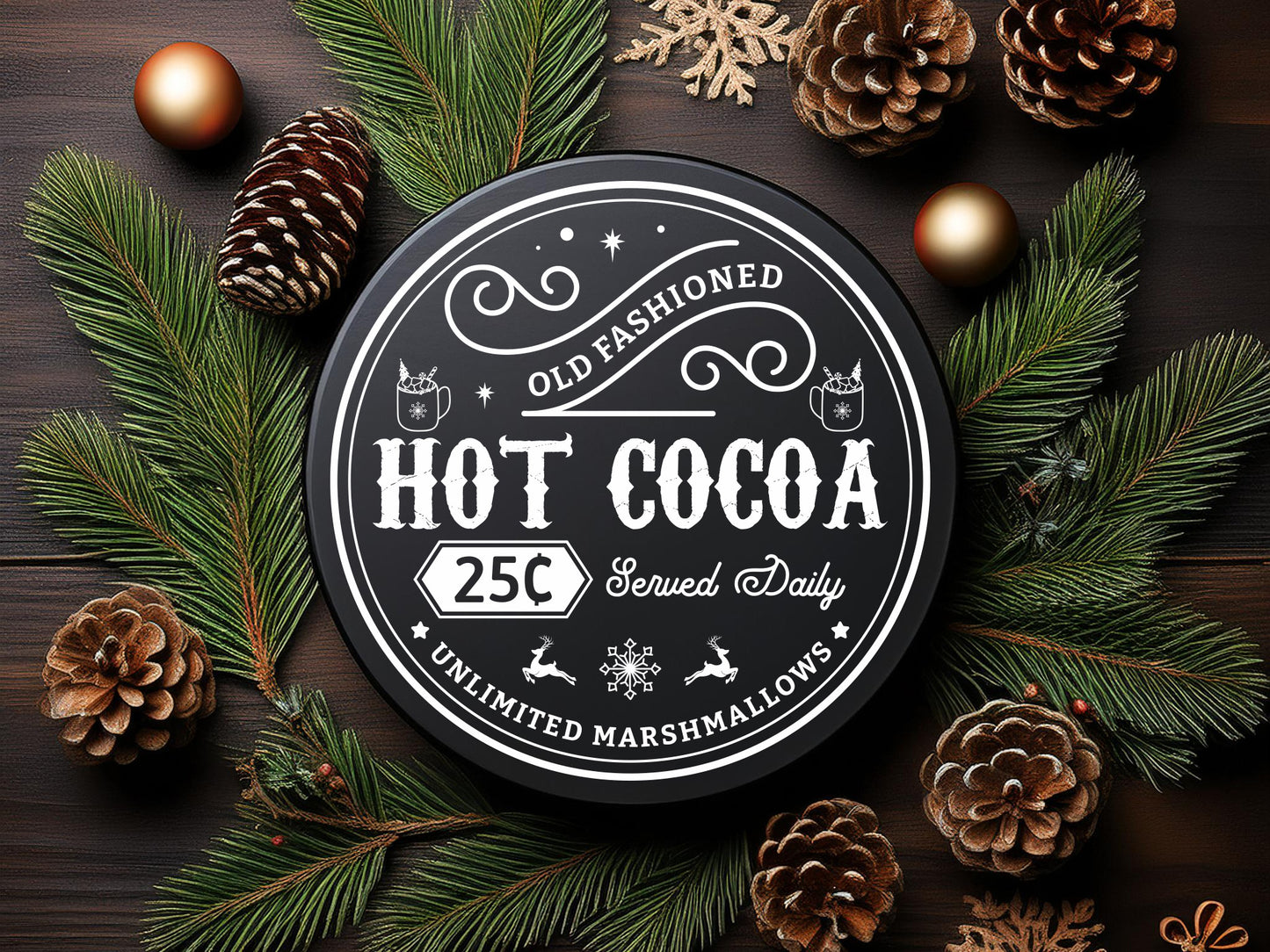 Old Fashioned Hot Cocoa Wood Sign SVG