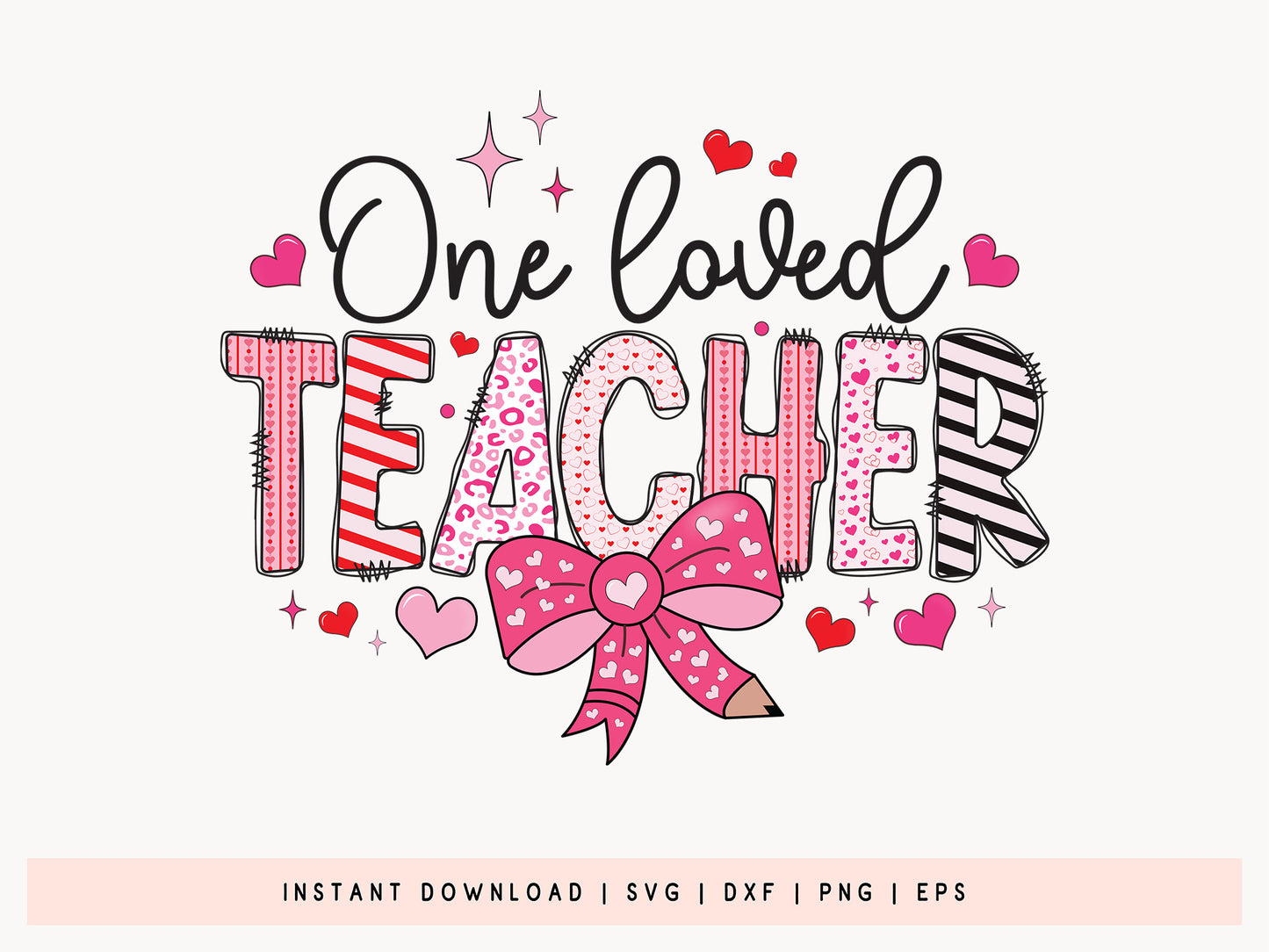 One Loved Teacher Coquette Valentine Sublimation