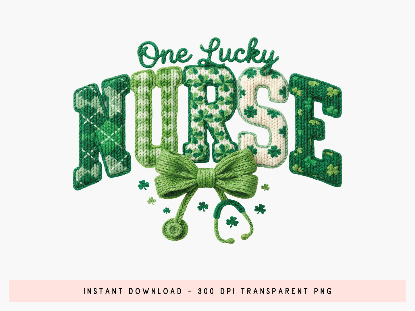 One Lucky Nurse, Faux Yarn St Patrick's Day PNG