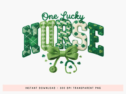 One Lucky Nurse, Faux Yarn St Patrick's Day PNG