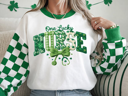 One Lucky Nurse, Faux Yarn St Patrick's Day PNG