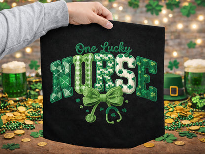 One Lucky Nurse, Faux Yarn St Patrick's Day PNG