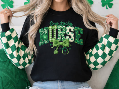 One Lucky Nurse, Faux Yarn St Patrick's Day PNG