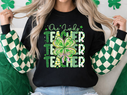 One Lucky Teacher, Preppy St Patrick's Day PNG