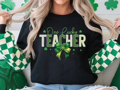 One Lucky Teacher, St Patrick's Day Sublimation PNG