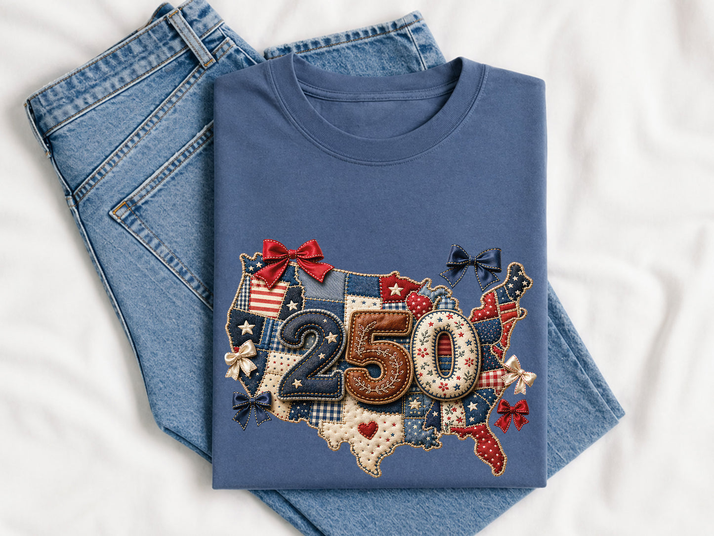Patchwork 250th Anniversary USA Map PNG