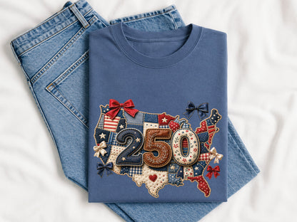 Patchwork 250th Anniversary USA Map PNG