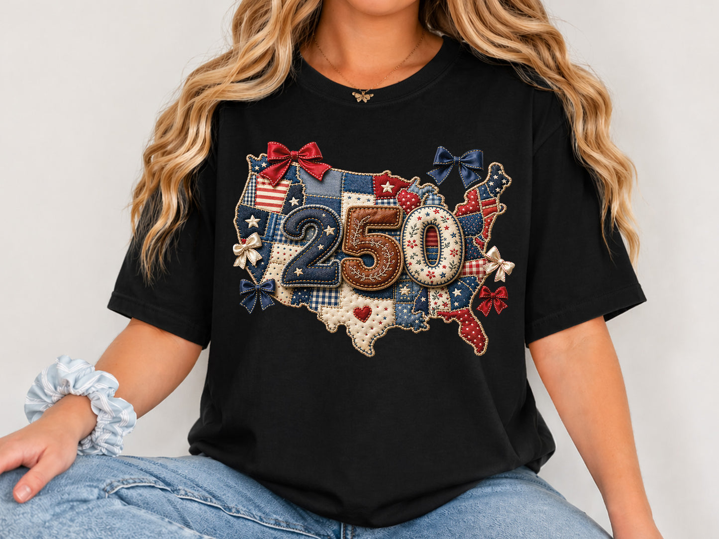 Patchwork 250th Anniversary USA Map PNG