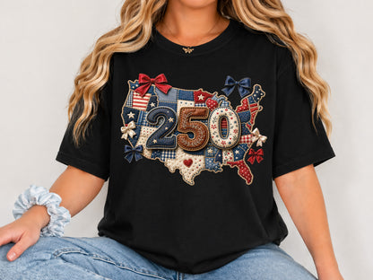 Patchwork 250th Anniversary USA Map PNG