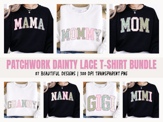 Patchwork Dainty Lace Mother's Day PNG Bundle