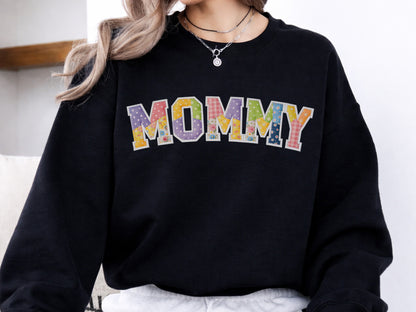 Patchwork Floral Mommy Sublimation PNG Design