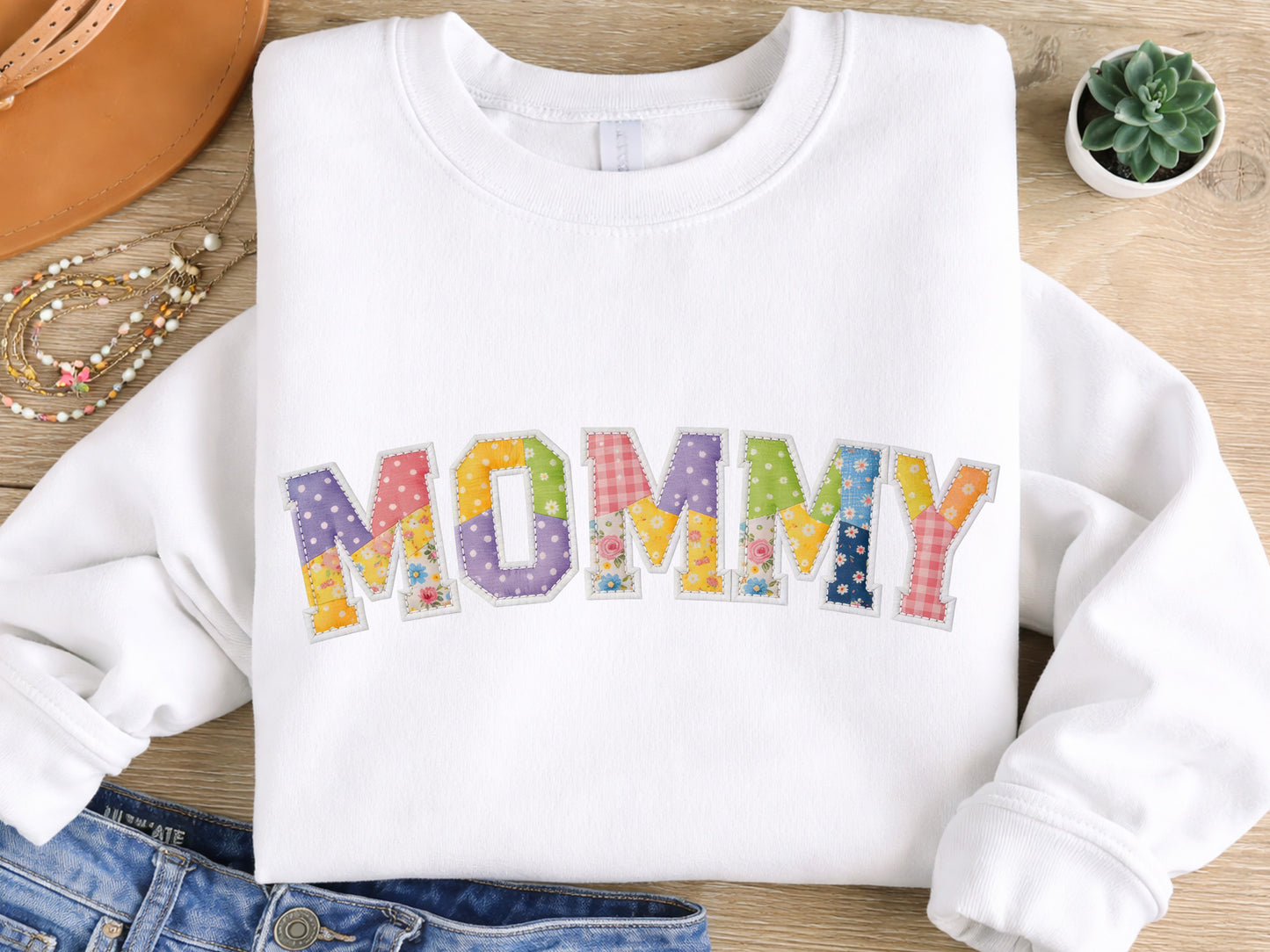 Patchwork Floral Mommy Sublimation PNG Design