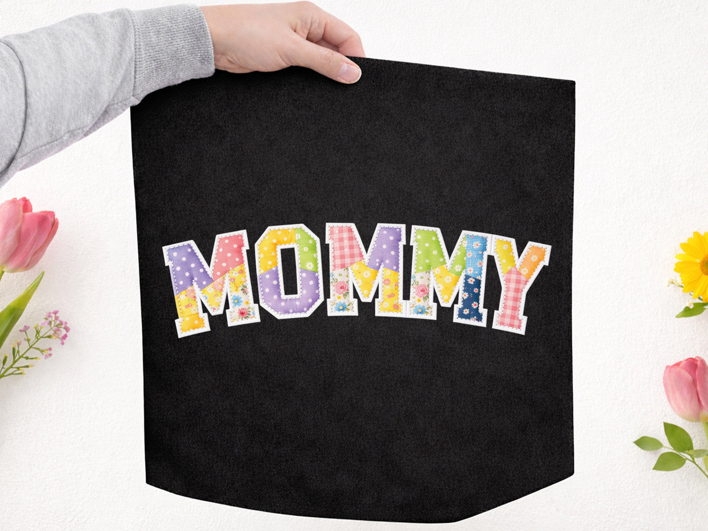 Patchwork Floral Mommy Sublimation PNG Design
