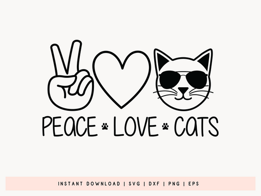 Peace Love Cats SVG Silhouette