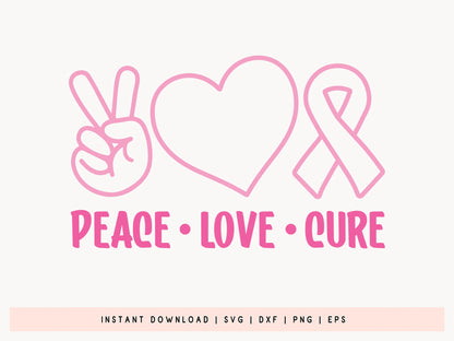 Peace Love Cure - Breast Cancer SVG