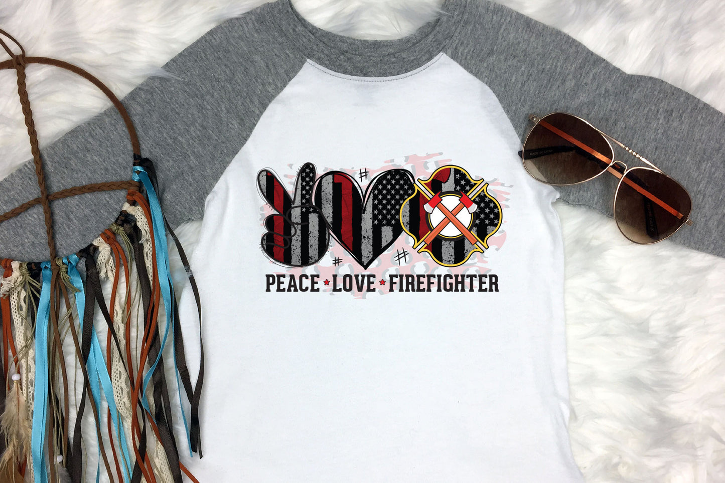 Peace Love Firefighter Sublimation Design