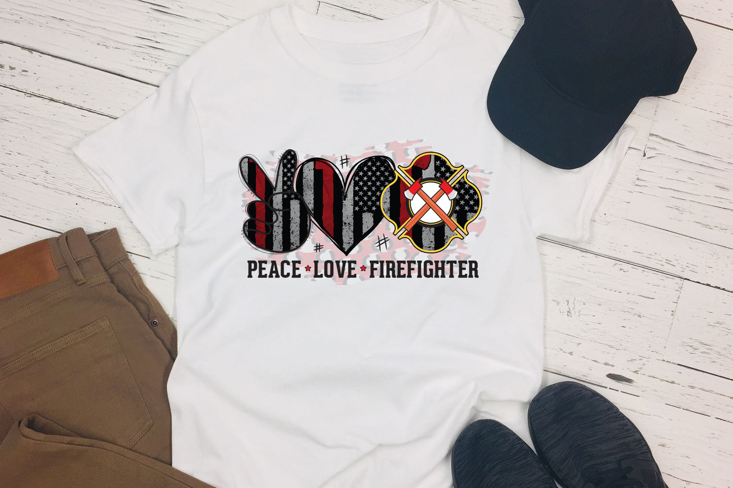 Peace Love Firefighter Sublimation Design