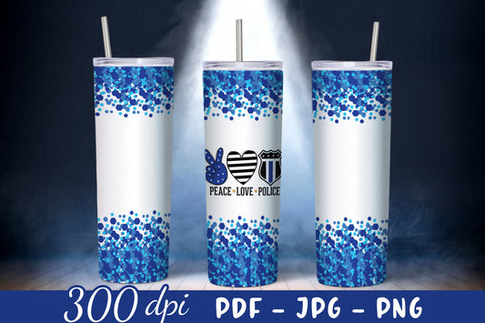 Peace Love Police Tumbler Sublimation Design