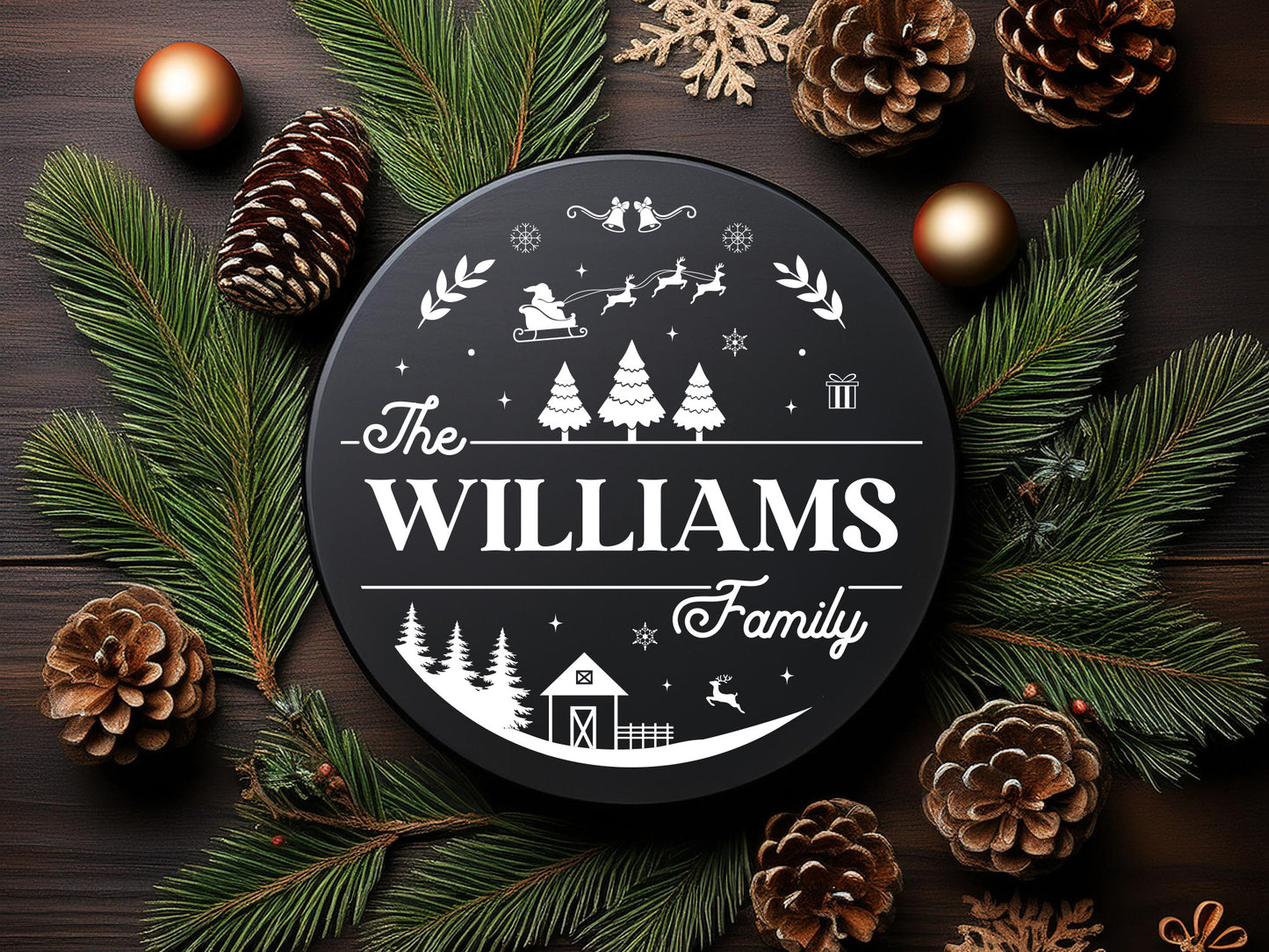 Personalized Christmas Family Name Monogram SVG