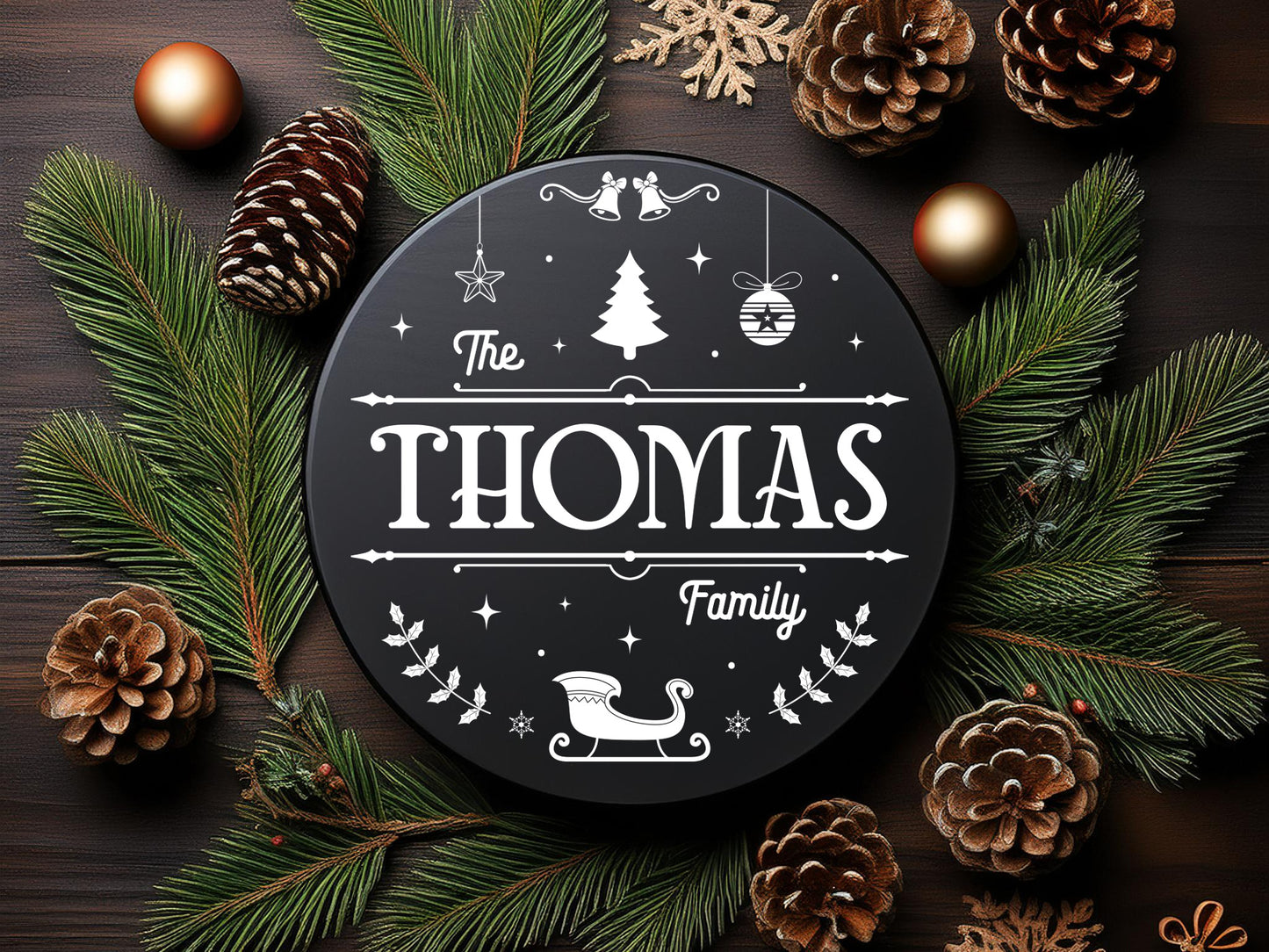 Personalized Family Name Christmas Sign SVG Design