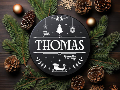 Personalized Family Name Christmas Sign SVG Design