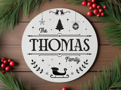 Personalized Family Name Christmas Sign SVG Design