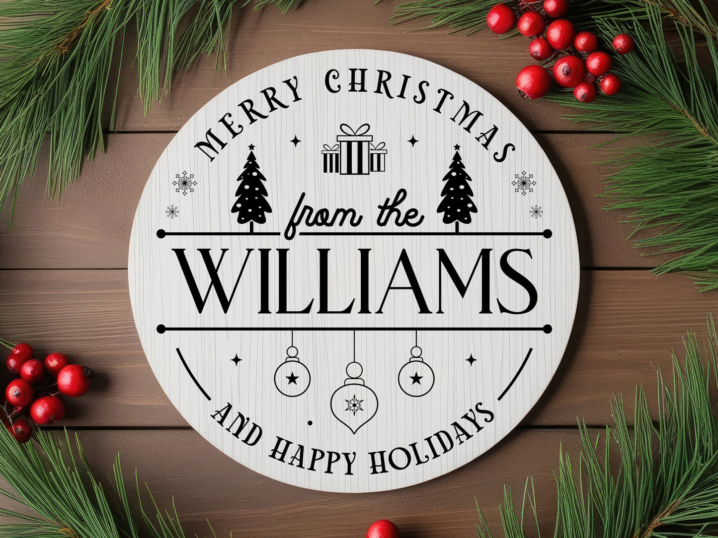 Personalized Merry Christmas Family Name Sign SVG