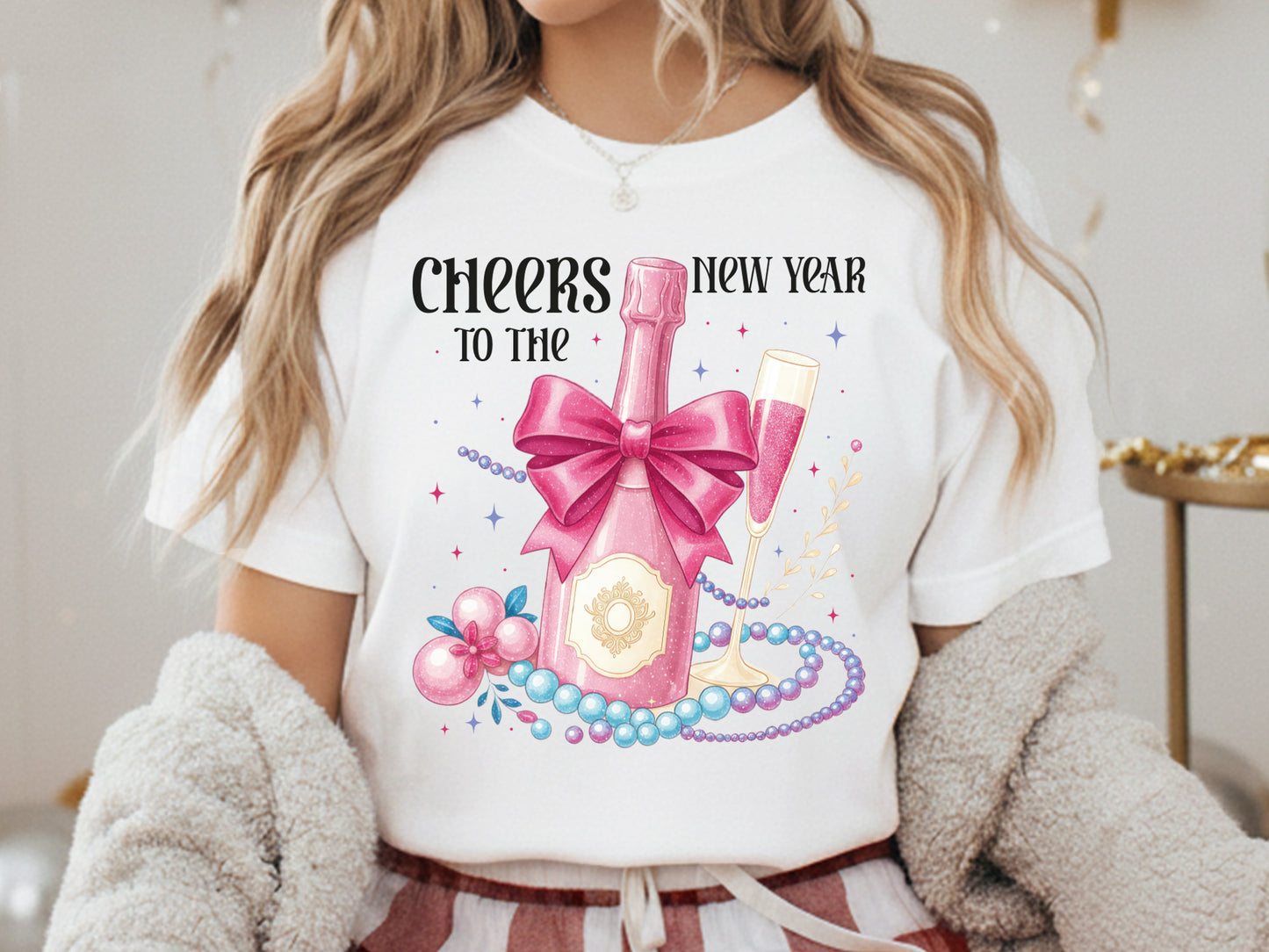Pink Coquette Cheers to New Year Sublimation PNG
