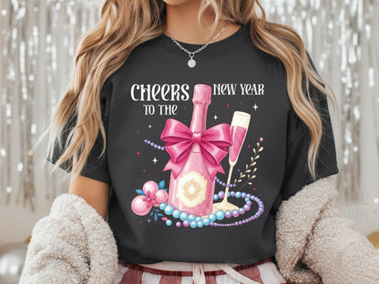 Pink Coquette Cheers to New Year Sublimation PNG