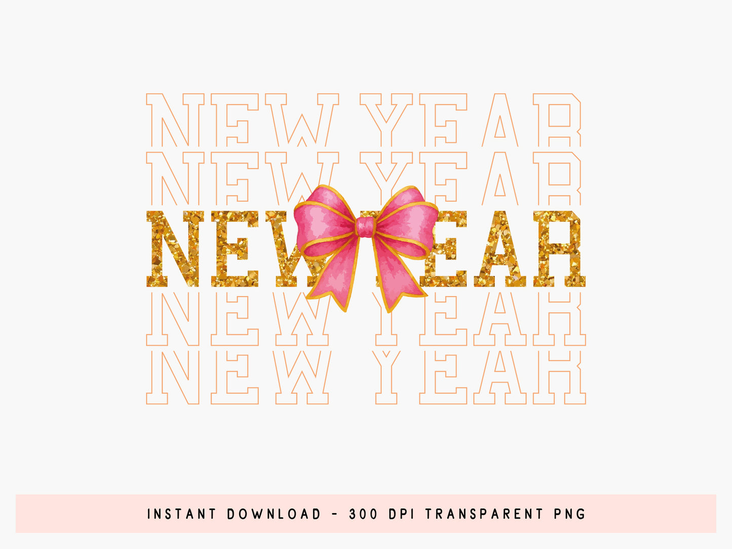 Pink Coquette Retro New Year Sublimation PNG